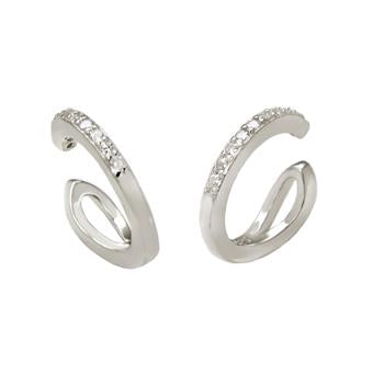 Sterling Silver One Line Cubic Zirconia Ear Cuff Earrings