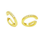Sterling Silver Gold Plated One Line Cubic Zirconia Ear Cuff Earrings
