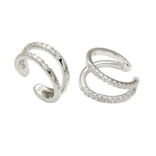 Load image into Gallery viewer, Sterling Silver Two Lines Cubic Zirconia Ear Cuff Earrings
