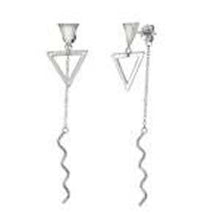 Load image into Gallery viewer, Sterling Silver Rhodium Plated Triangle Dangle EarringsAnd Width 14 mm