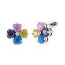 Load image into Gallery viewer, Sterling Silver Four-Leaf Clover Crash Stone EarringsAnd Width 8mm
