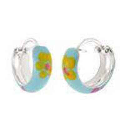 .925 Sterling Silver Enamel Hoop EarringsAnd Width 5mmAnd Diameter 12mm - silverdepot