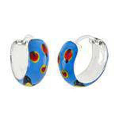.925 Sterling Silver Enamel Hoop EarringsAnd Width 5.2mmAnd Diameter 15mm - silverdepot