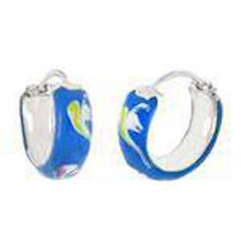 Load image into Gallery viewer, .925 Sterling Silver Enamel Hoop EarringsAnd Width 4.75mmAnd Diameter 15mm - silverdepot