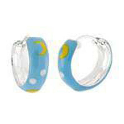 .925 Sterling Silver Enamel Hoop EarringsAnd Width 5.4mmAnd Diameter 17mm - silverdepot