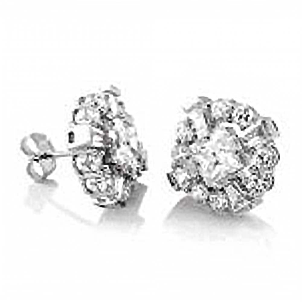 Sterling Silver Hand Set Cz Circle and Cross Earrings with 5MM Center CzAnd Earring Width of 16MM
