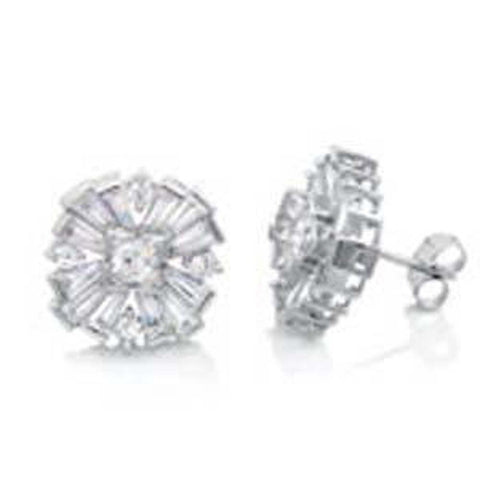 Sterling Silver Round Cross Earrings with Hand Set Clear Cz and 5MM Center CzAnd Earring Width of 15MM