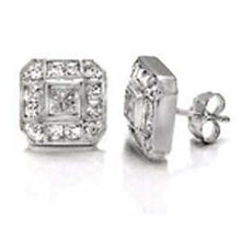 Load image into Gallery viewer, Sterling Silver Hand Set Cz Square Earrings with Earring Width of 12MM