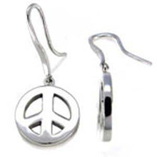 Load image into Gallery viewer, Sterling Silver High Polished Peace Sign Earrings with Earring Dimension of 14MMx31.75MM