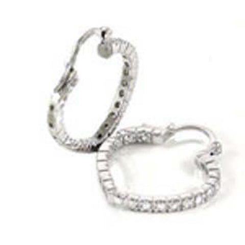 Sterling Silver In and Out Cz Heart Hoop Earrings with Earring Dimension of 20.5MMx23.81MM