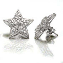 Load image into Gallery viewer, Sterling Silver Star Shape Earrings with Pave Set CzAnd Earrings Width of 18MM