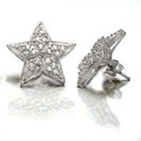 Sterling Silver Star Shape Earrings with Pave Set CzAnd Earrings Width of 18MM
