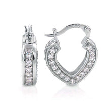 Load image into Gallery viewer, Sterling Silver Cubic Zirconia In &amp; Out Heart Hoop EarringsAnd Width 16 mm