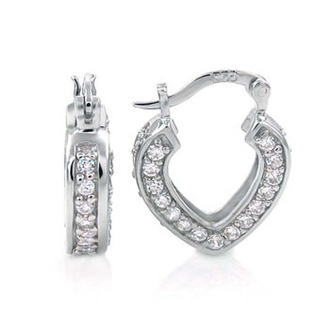 Sterling Silver Cubic Zirconia In & Out Heart Hoop EarringsAnd Width 16 mm