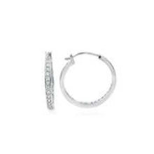 Load image into Gallery viewer, Sterling Silver Round CZ In &amp; Out Hoop EarringsAnd Width 3 mm