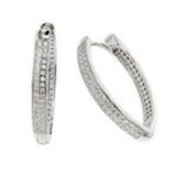 Sterling Silver 2 Line Micro Pave Clear CZ Thin V-Shape Huggie Earrings with Earring Dimensions of 3.8MMx28.5MM
