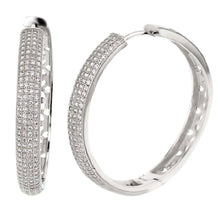 Load image into Gallery viewer, Sterling Silver 4 Line Cubic Zirconia Micro Pave Hoop Earrings