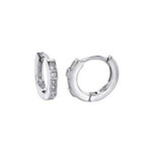 Load image into Gallery viewer, Sterling Silver Double Hearts Round Cz Earrings with Earring Dimension of 14MMx39.69MM