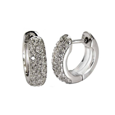 Sterling Silver Cubic Zirconia 3 Lines Huggie Hoop Earrings