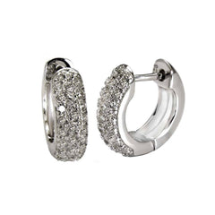 Sterling Silver Cubic Zirconia 3 Lines Huggie Hoop Earrings