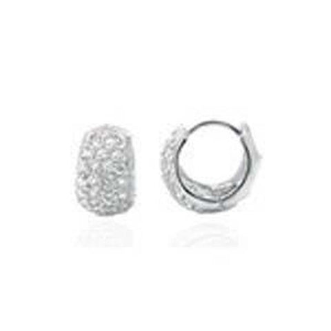 Sterling Silver Cubic Zirconia Huggie Hoop EarringsAnd width 9mm