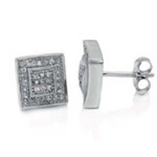 Load image into Gallery viewer, Sterling Silver Pave Set  Cz Square Earrings with Earring Width of 10MM