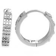 Load image into Gallery viewer, Sterling Silver CZ Huggie EarringAnd width 3.5mm