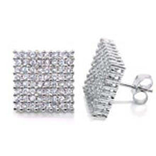 Load image into Gallery viewer, Sterling Silver Micro Pave Set Cz Square Earrings with Earring Width of 14MM