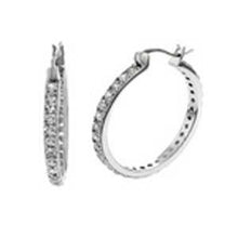 Load image into Gallery viewer, Sterling Silver Round Cubic Zirconia In and Out Hoop EarringsAnd Width 2mm