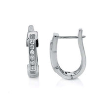 Load image into Gallery viewer, Sterling Silver Huggie Earrings with Round CzAnd Earring Diameter of 14.28MM and Earring Dimension of 5MMx22.22MM