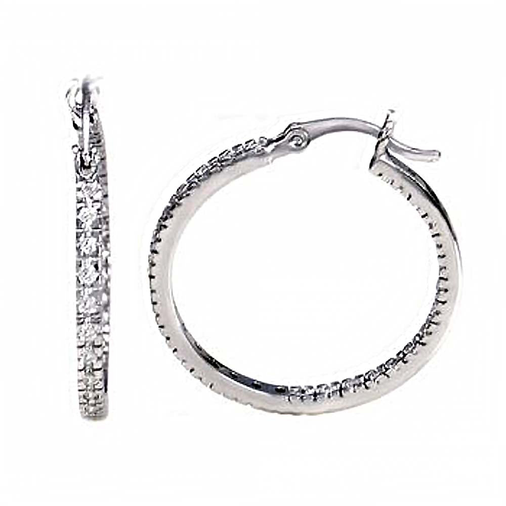 Sterling Silver Cubic Zirconia Inside-Out Hoop Earrings