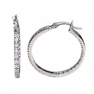 Sterling Silver Cubic Zirconia Inside-Out Hoop Earrings