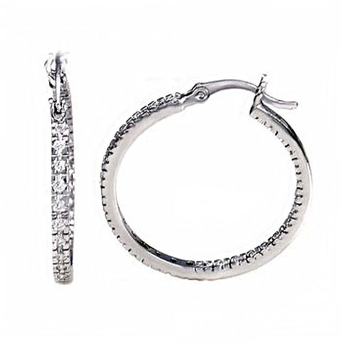 Sterling Silver Cubic Zirconia Inside-Out Hoop Earrings