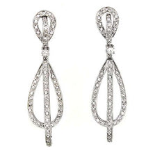 Load image into Gallery viewer, Sterling Silver Tear Drop Shape Dangle Earrings with Clear CzAnd Earring Dimension of 14MMx50.8MM