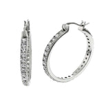 Sterling Silver Cubic Zirconia Eternity Hoop Earrings���And Width 3 mm