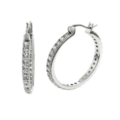 Sterling Silver Cubic Zirconia Eternity Hoop Earrings���And Width 3 mm
