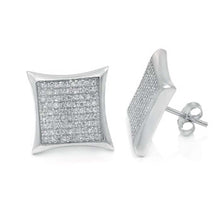 Load image into Gallery viewer, Sterling Silver Pave Set Cz Square Earrings with Earrings width of 16MM
