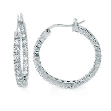 Load image into Gallery viewer, Sterling Silver Cubic Zirconia In &amp; Out Hoop EarringsAnd Width 3mm