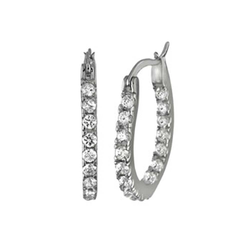 Sterling Silver In & Out Cz Hoop Earrings with Earring Diameter of 12.7MM and Earring Width of 2MM