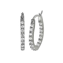 Load image into Gallery viewer, Sterling Silver In &amp; Out Cz Hoop Earrings with Earring Diameter of 12.7MM and Earring Width of 2MM