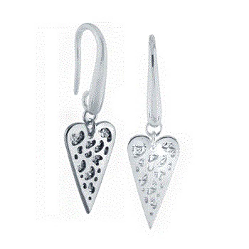 Sterling Silver Heart Earrings with Earring Dimension of 9MMx31.75MM