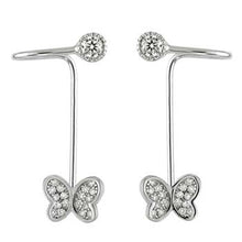 Load image into Gallery viewer, Sterling Silver CZ Butterfy Ear Jacket 2 in 1 Earrings And Length 1 inch