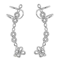 Sterling Silver Fancy Infinity Sign Ear Cuff Earrings with Earring Length of 38.1MM