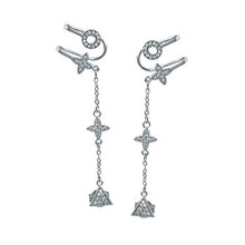 Load image into Gallery viewer, Sterling Silver Clear Cz Multi Shape Ear Cuff Earrings with Earring Length of 38.1MM