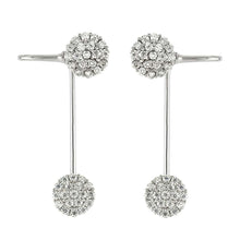 Load image into Gallery viewer, Sterling Silver Clear Cz Round Shape Ear Cuff Earrings with Earring Length of 25.4MM