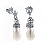 Sterling Silver Swarovski Pearl Rhodium Italian Earrings