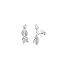 Load image into Gallery viewer, Sterling Silver Micro Pave CZ Arrow Rhodium Earrings And Width 4.4mm