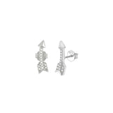 Sterling Silver Micro Pave CZ Arrow Rhodium Earrings And Width 4.4mm