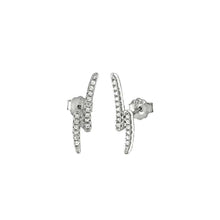 Load image into Gallery viewer, Sterling Silver Micro Pave CZ Lightning Bolt Rhodium Earrings And Width 4.1mm