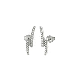 Sterling Silver Micro Pave CZ Lightning Bolt Rhodium Earrings And Width 4.1mm